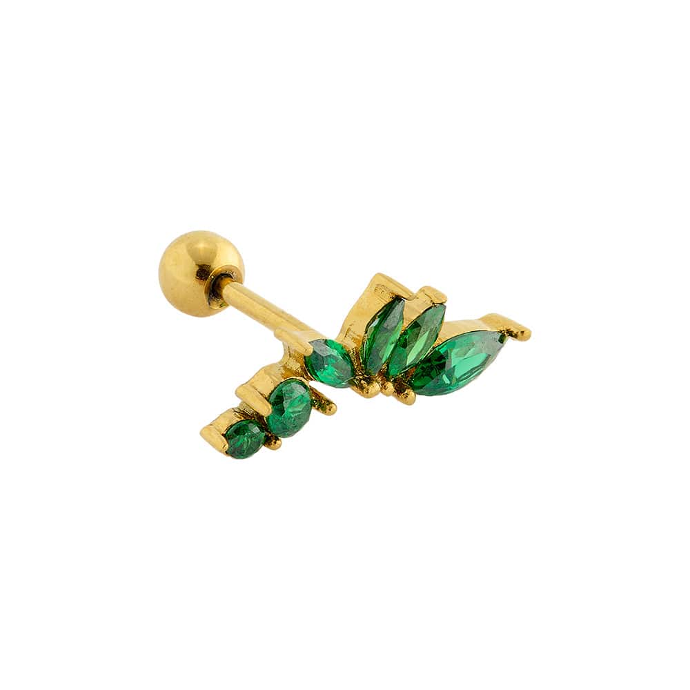 PUSCA Curved Emerald Cluster Barbell