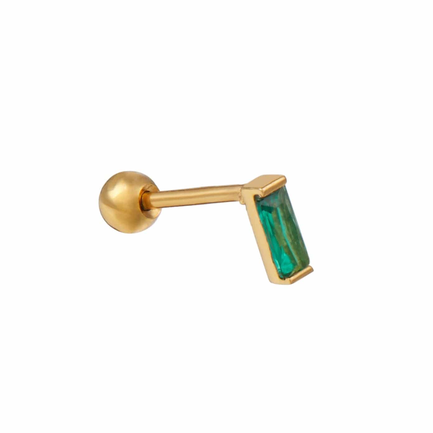PUSCA  Emerald Baguette Labret Stud