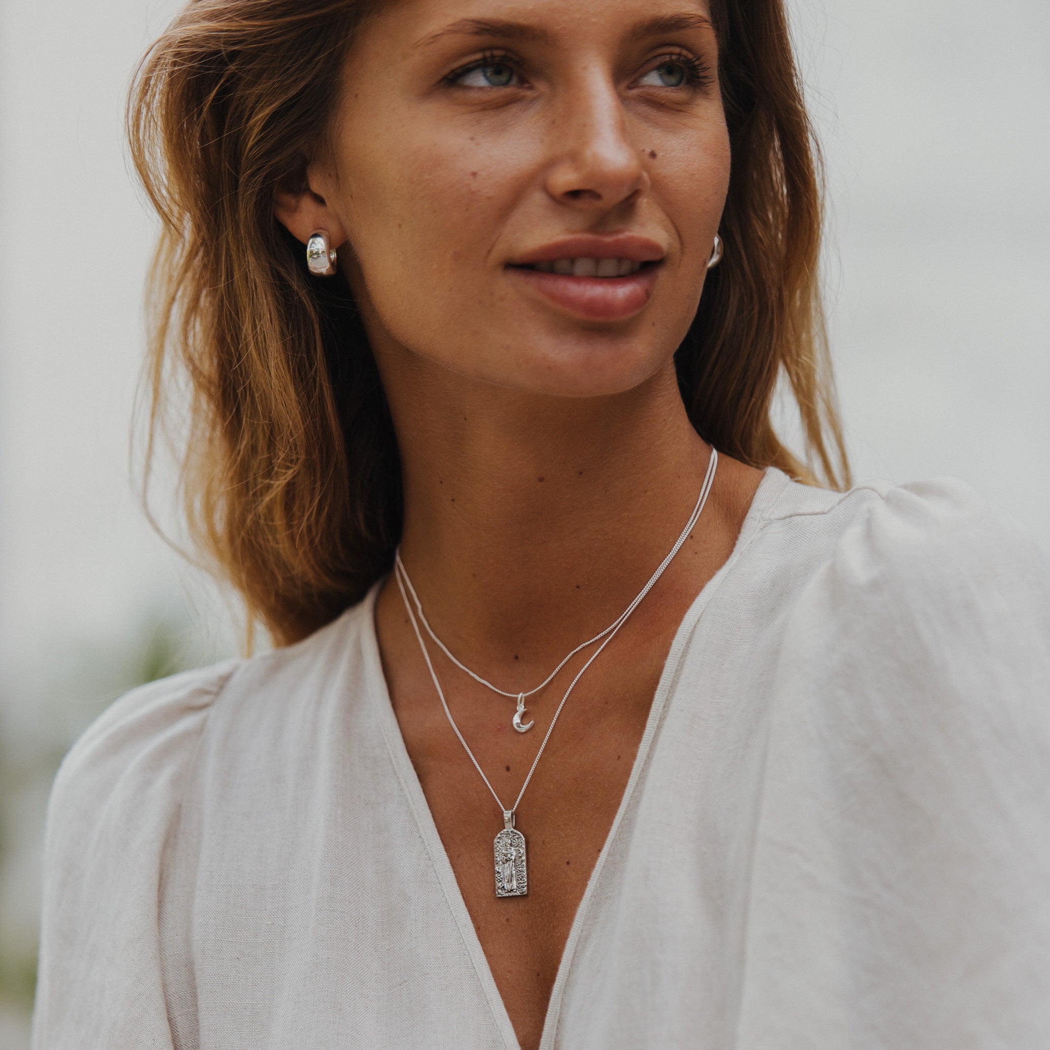 St Fiacre - Patron Saint of Gardening Necklace - Silver