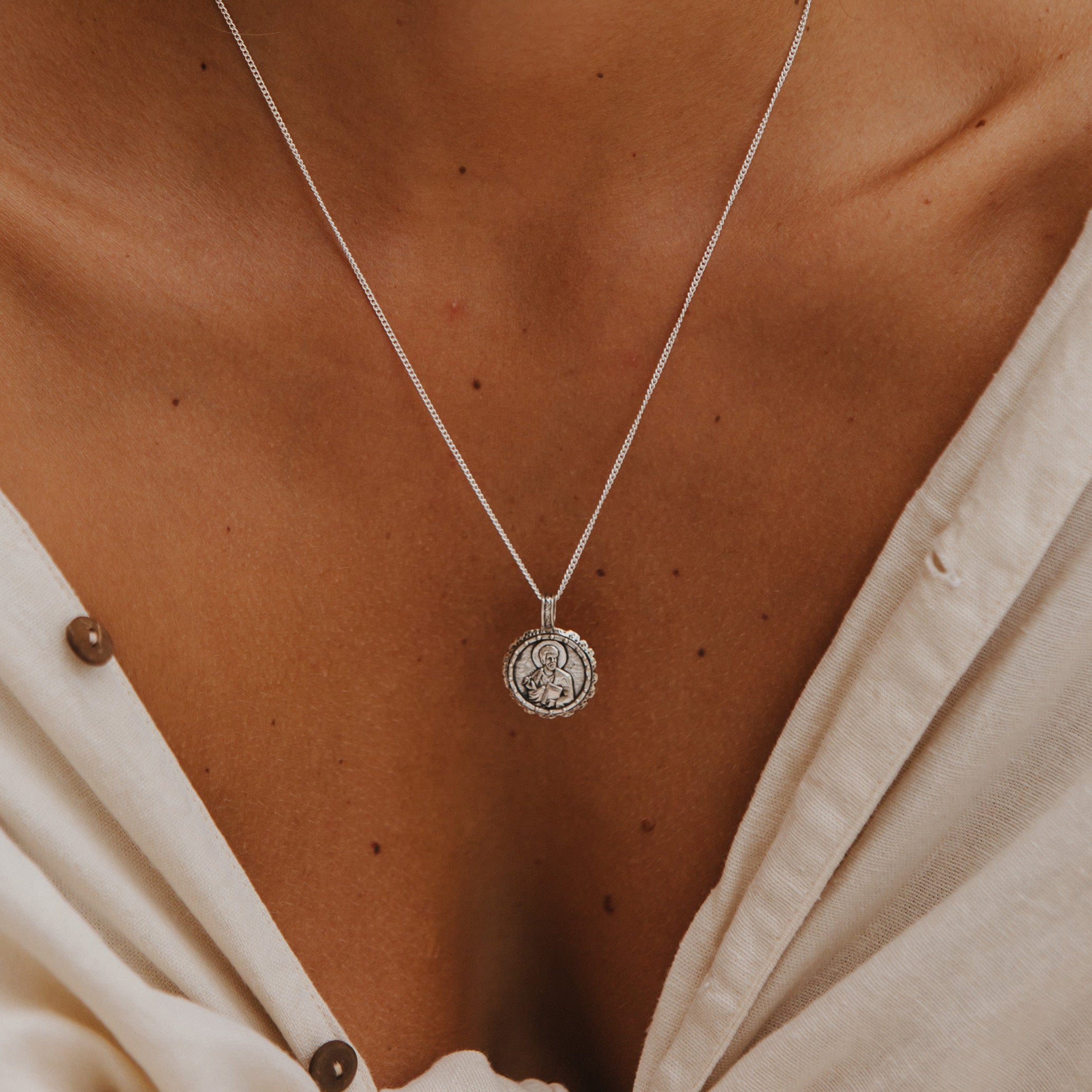 St Luke - Patron Saint of Creativity & Artists Necklace - Silver