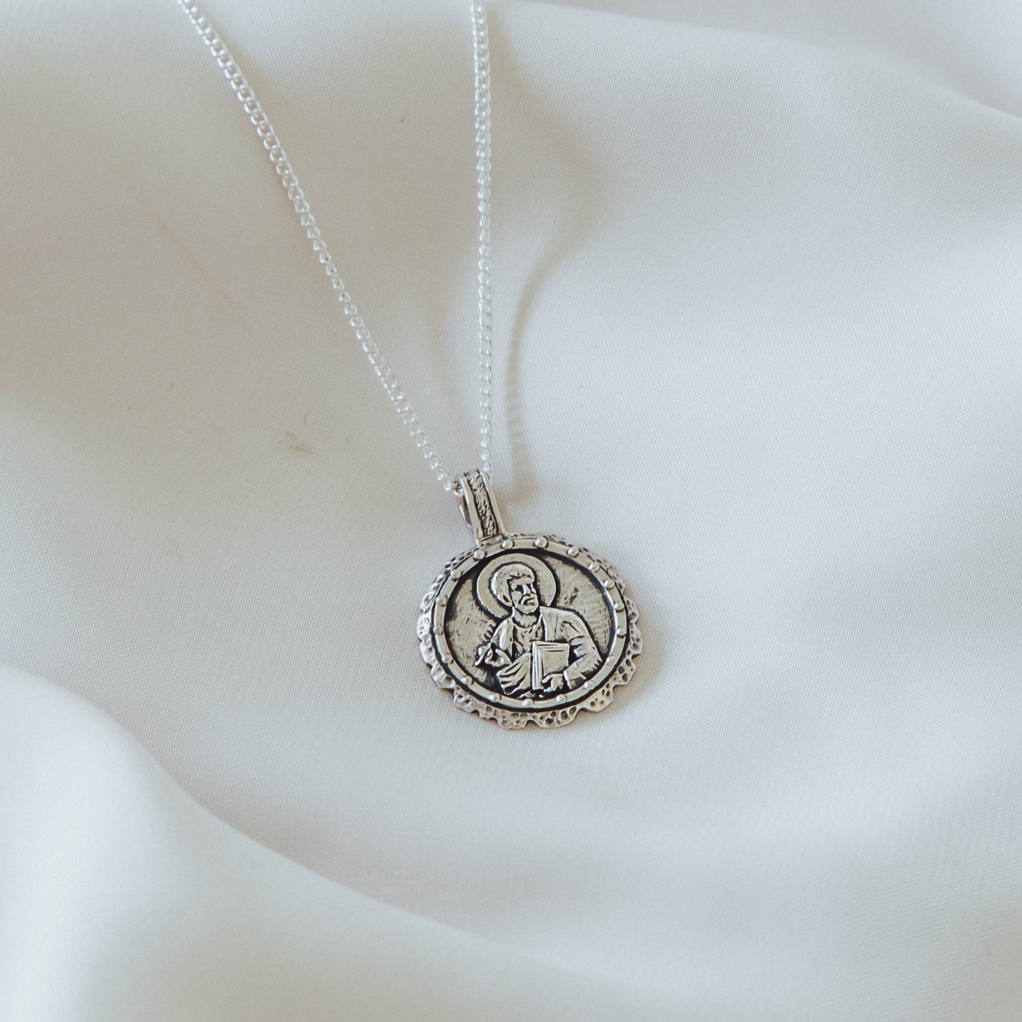 St Luke - Patron Saint of Creativity & Artists Necklace - Silver